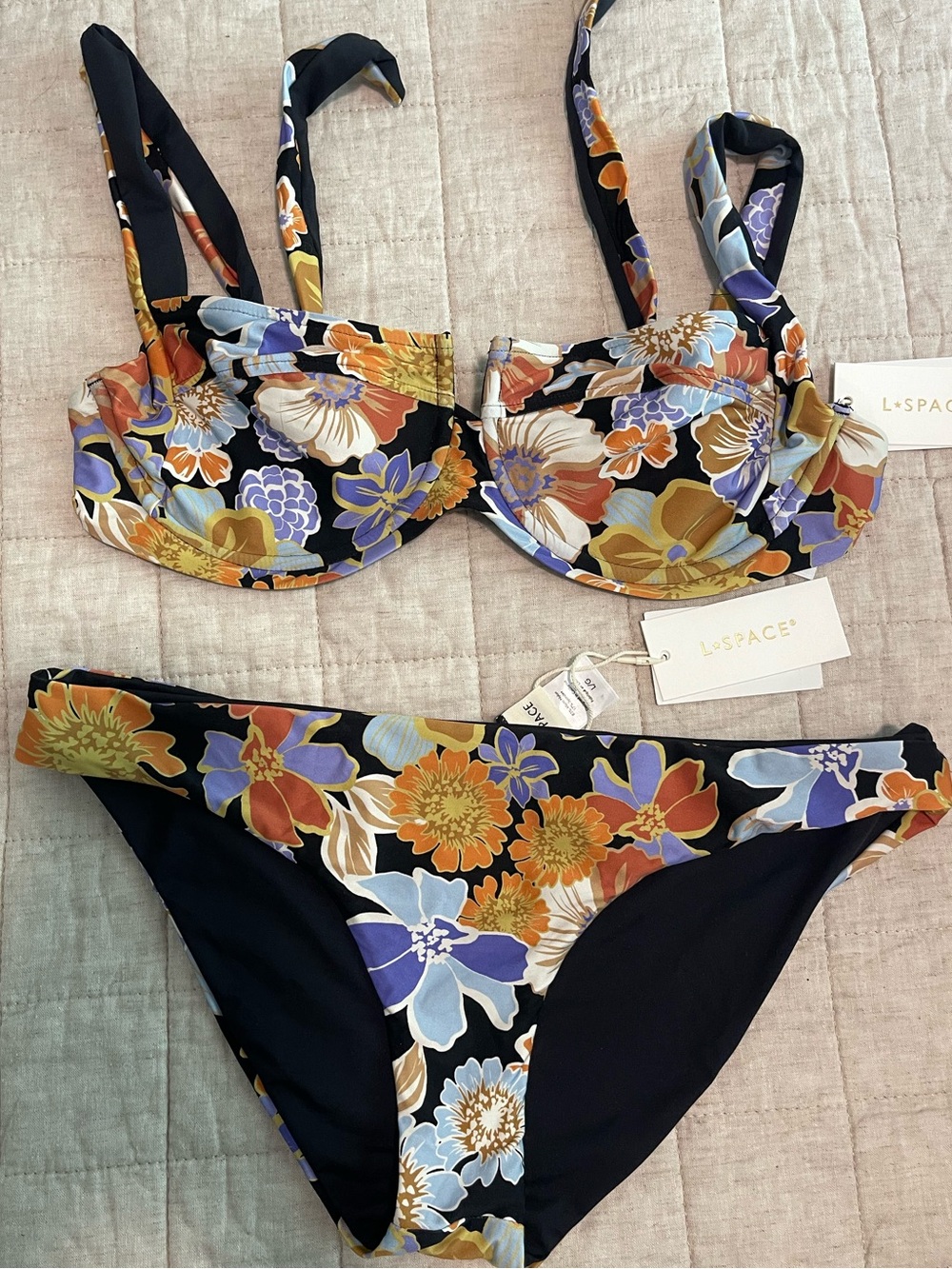 L*Space Floral Underwire Bikini Set - Black Multi